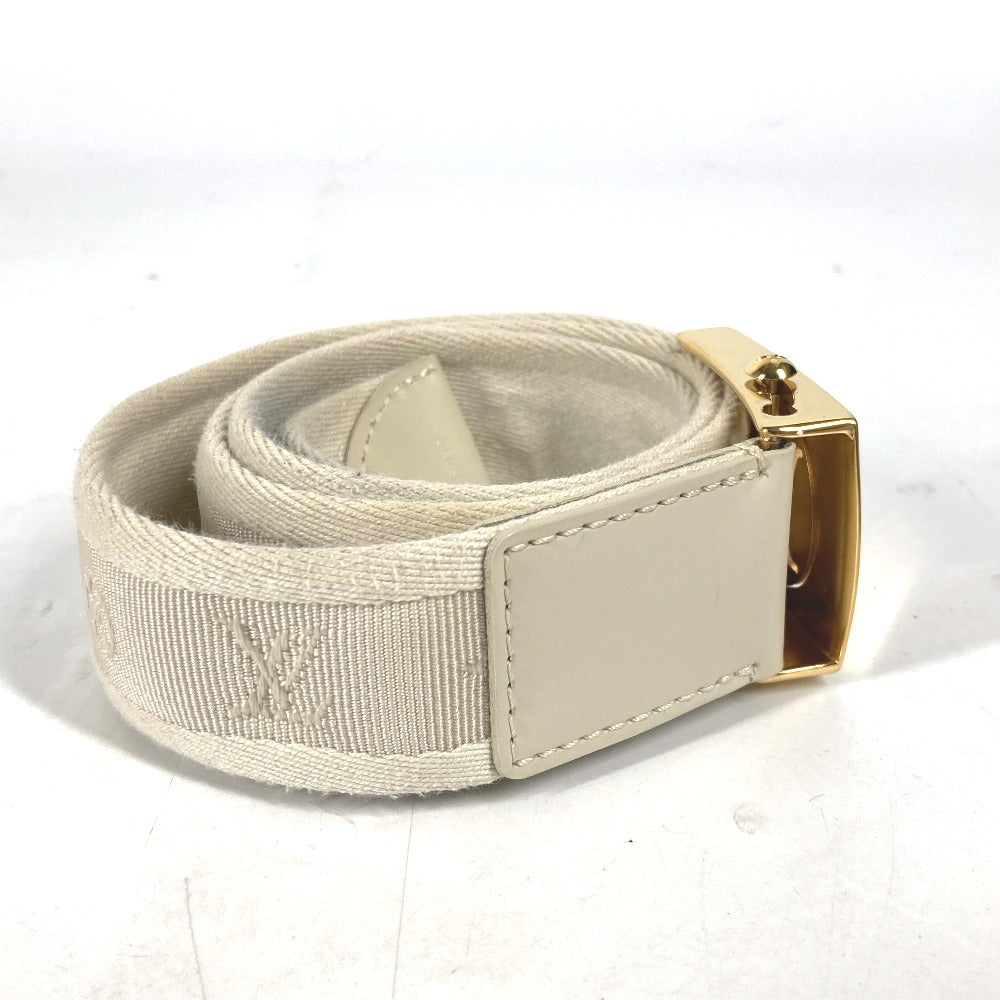 LOUIS VUITTON belt M6973W Canvas / leather white Santur Fortune Monogram 80