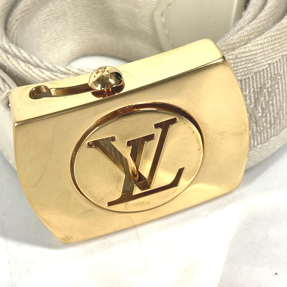 LOUIS VUITTON belt M6973W Canvas / leather white Santur Fortune Monogram 80