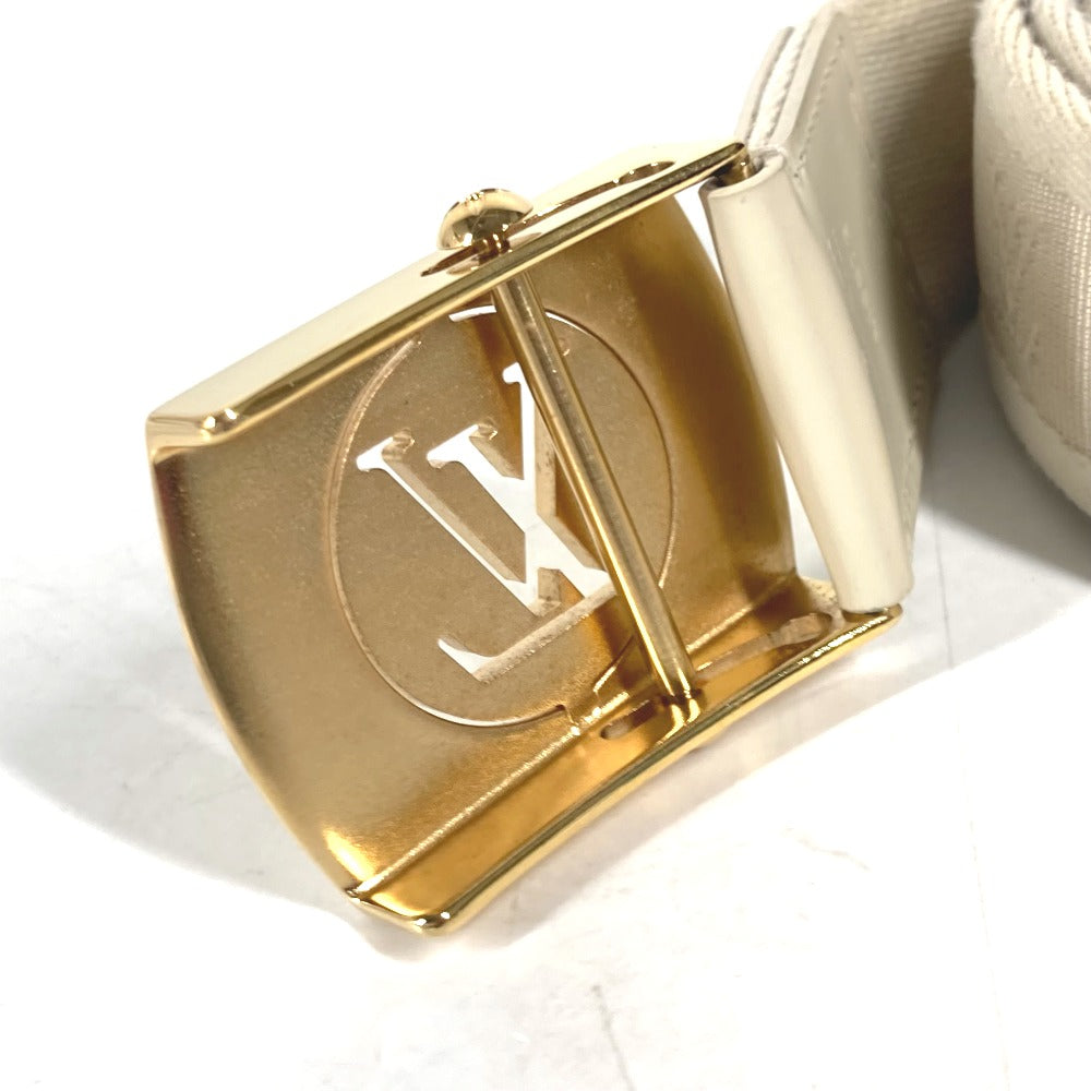 LOUIS VUITTON belt M6973W Canvas / leather white Santur Fortune Monogram 80