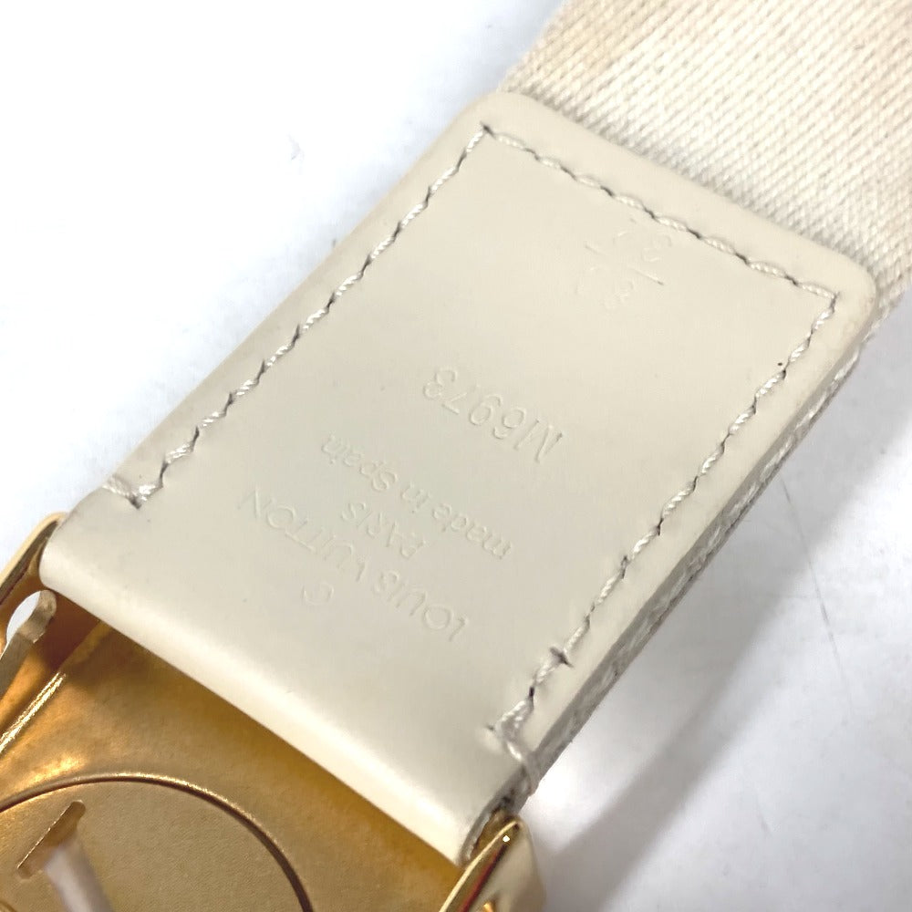 LOUIS VUITTON belt M6973W Canvas / leather white Santur Fortune Monogram 80