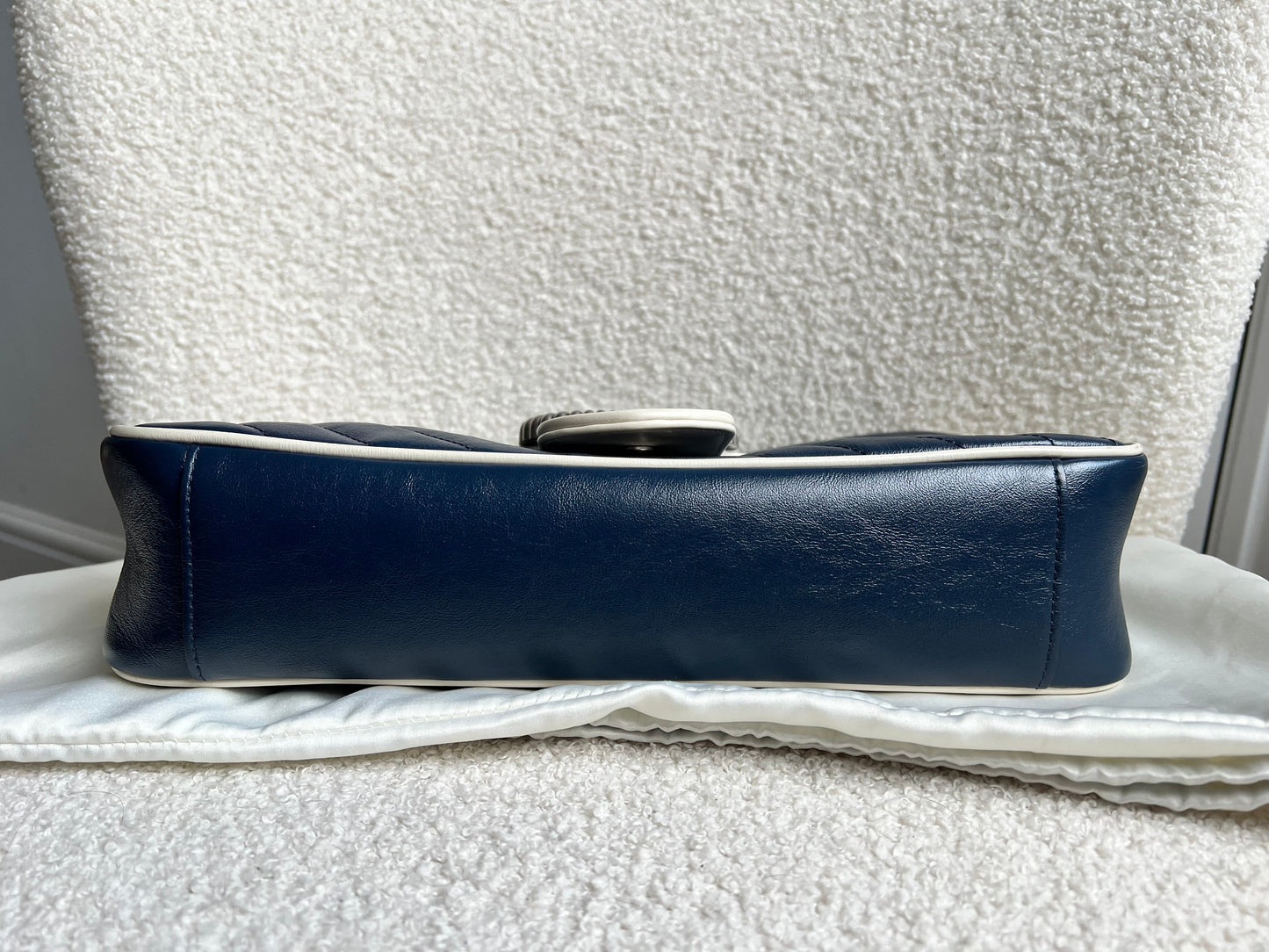 Gucci GG Navy and White Torchon Marmont Medium Shoulder Bag (RRP £2000)