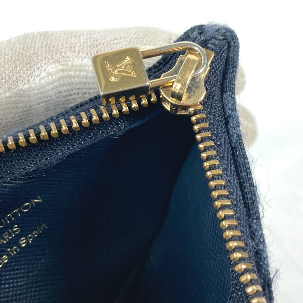 LOUIS VUITTON Coin case M92436 Monogram Mini-LinCanvas blue Monogram mini run Pochette cree