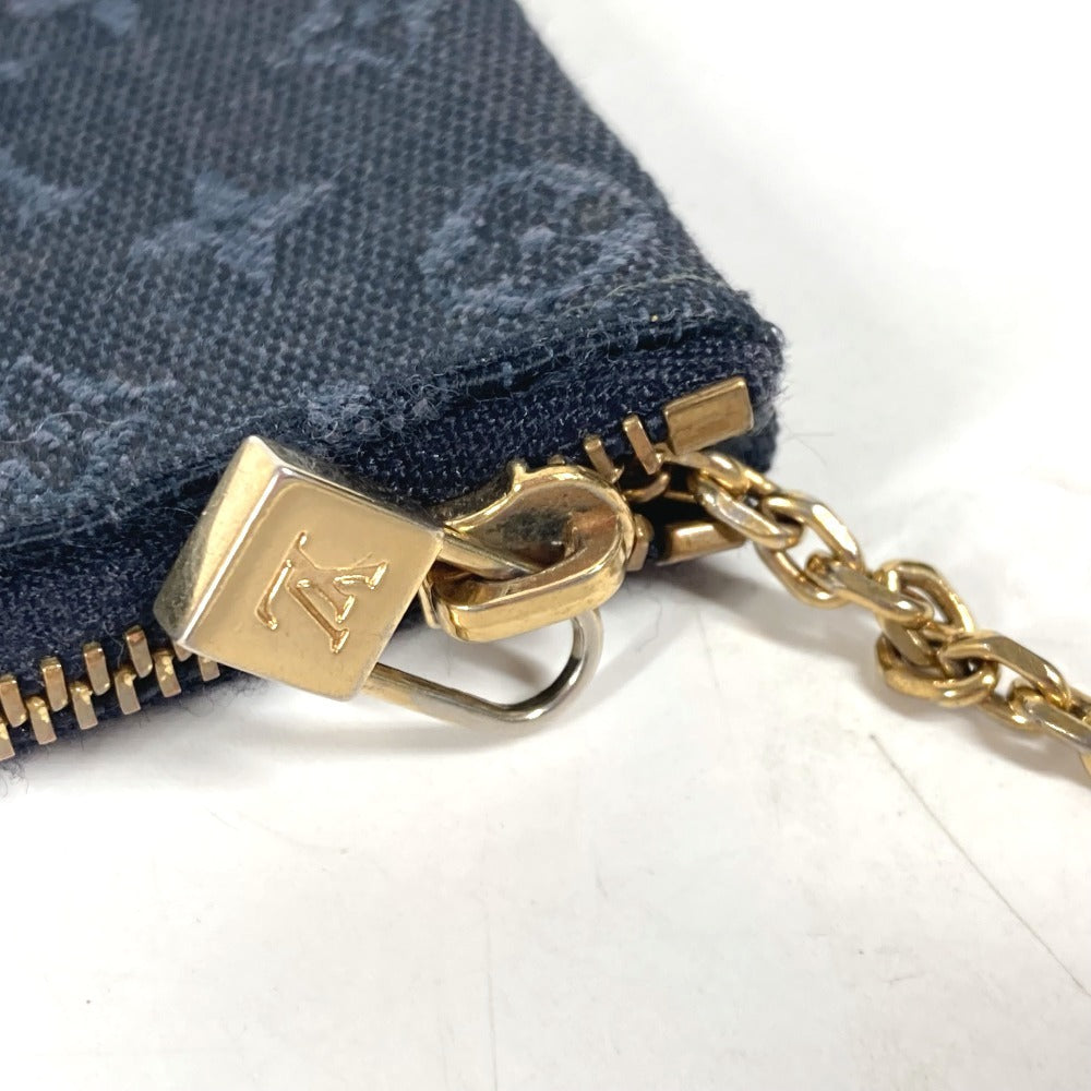 LOUIS VUITTON Coin case M92436 Monogram Mini-LinCanvas blue Monogram mini run Pochette cree