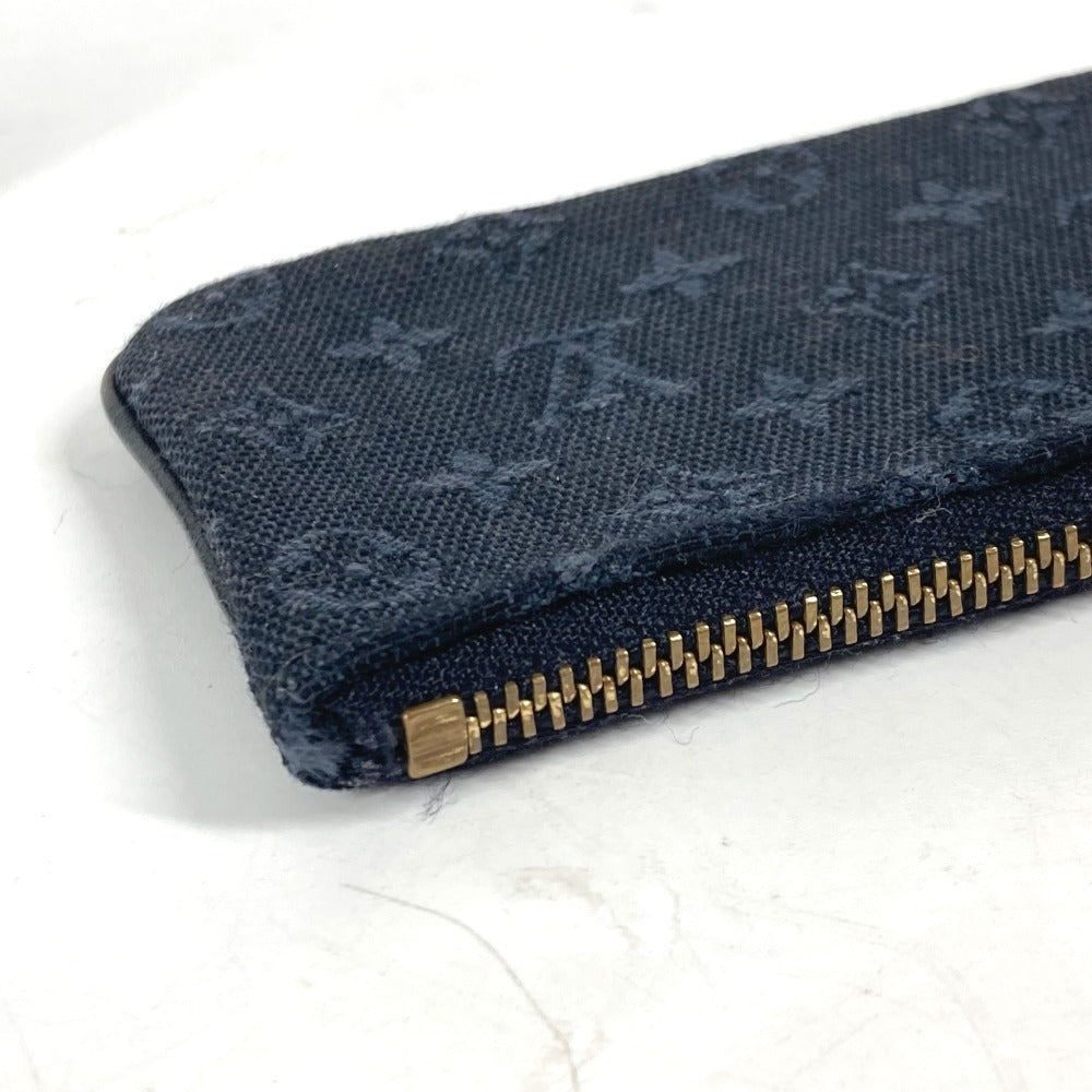 LOUIS VUITTON Coin case M92436 Monogram Mini-LinCanvas blue Monogram mini run Pochette cree