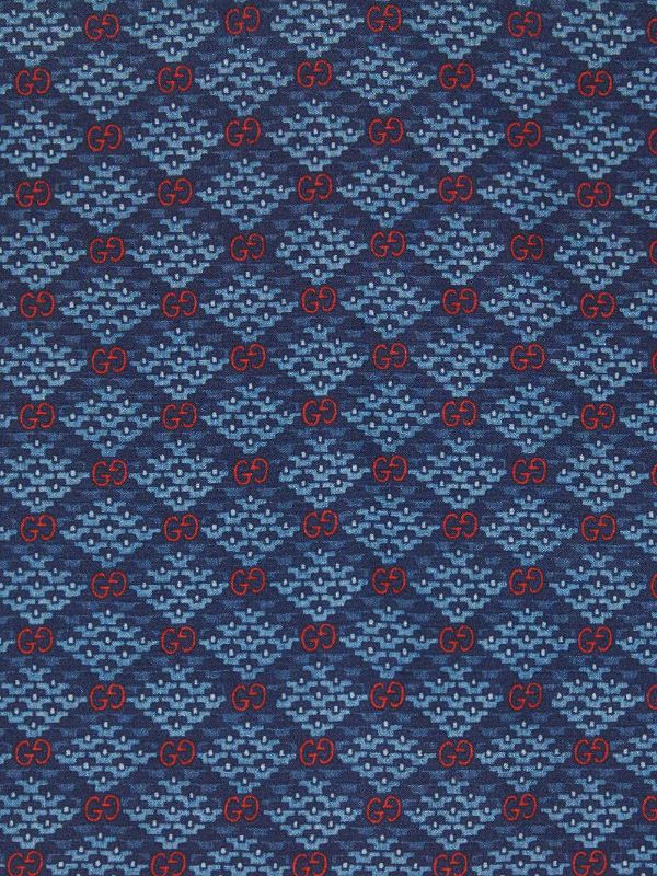 Gucci GG Diamond Pocket Square with Red in Blue