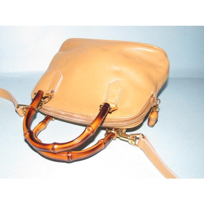 Gucci Camel Leather Two-Way Bamboo Satchel