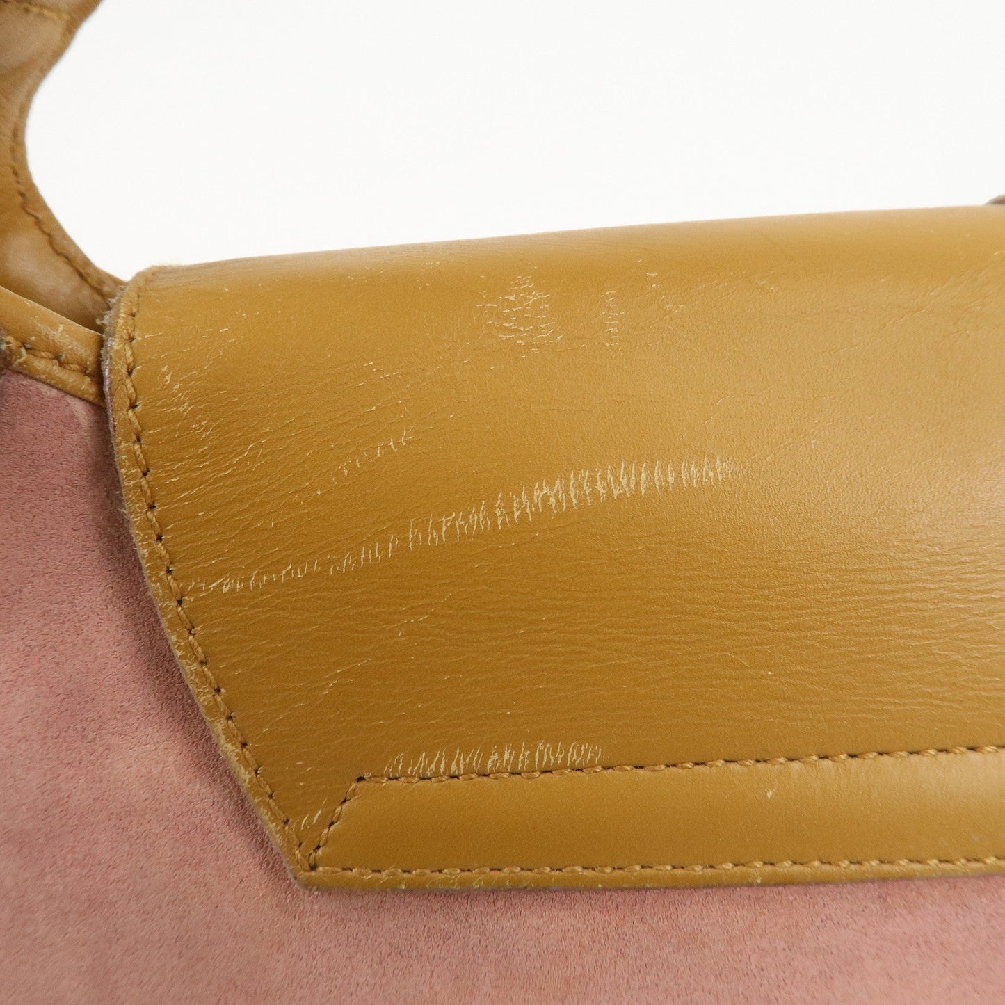 GUCCI Bamboo Suede Leather Shoulder Bag Pink Beige 001.4096.1705