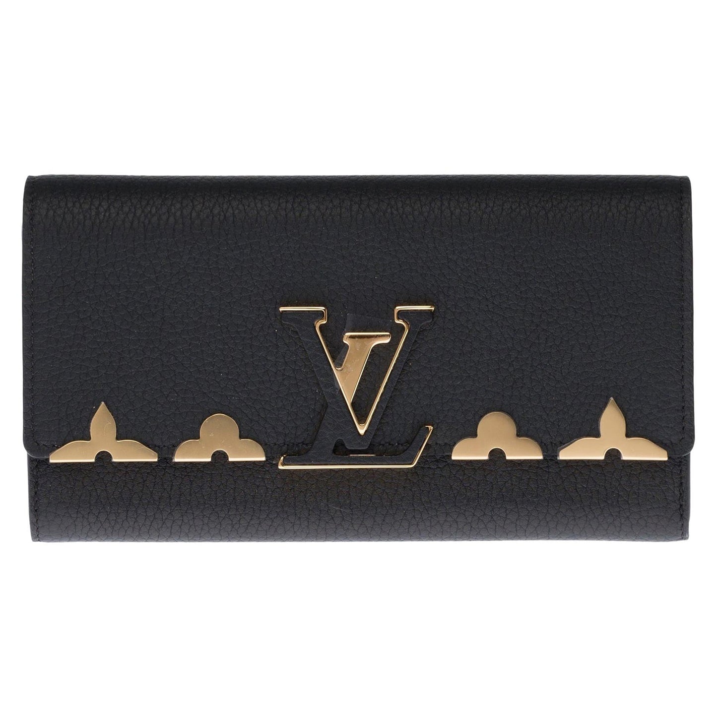 LOUIS VUITTON Brand New Capucines GM Wallet in black Taurillon leather