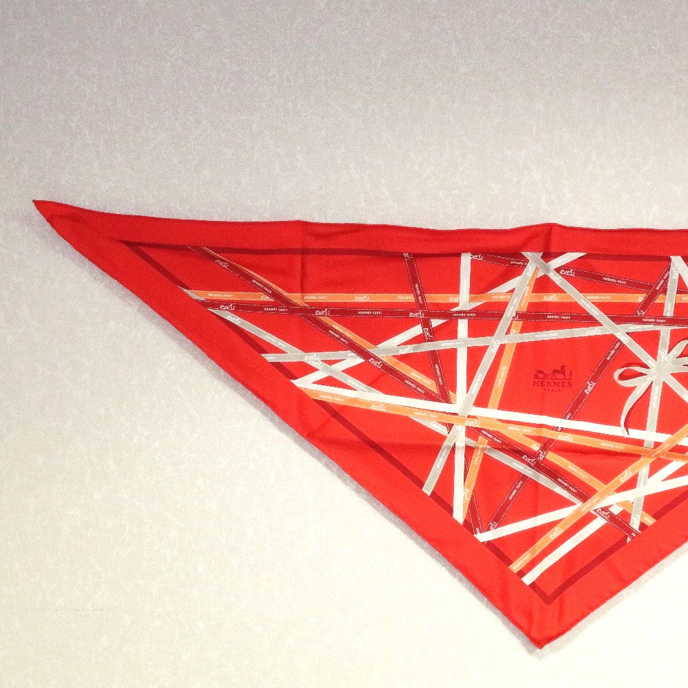 HERMES scarf silk Orange triangle Pointe Pointe Women Used