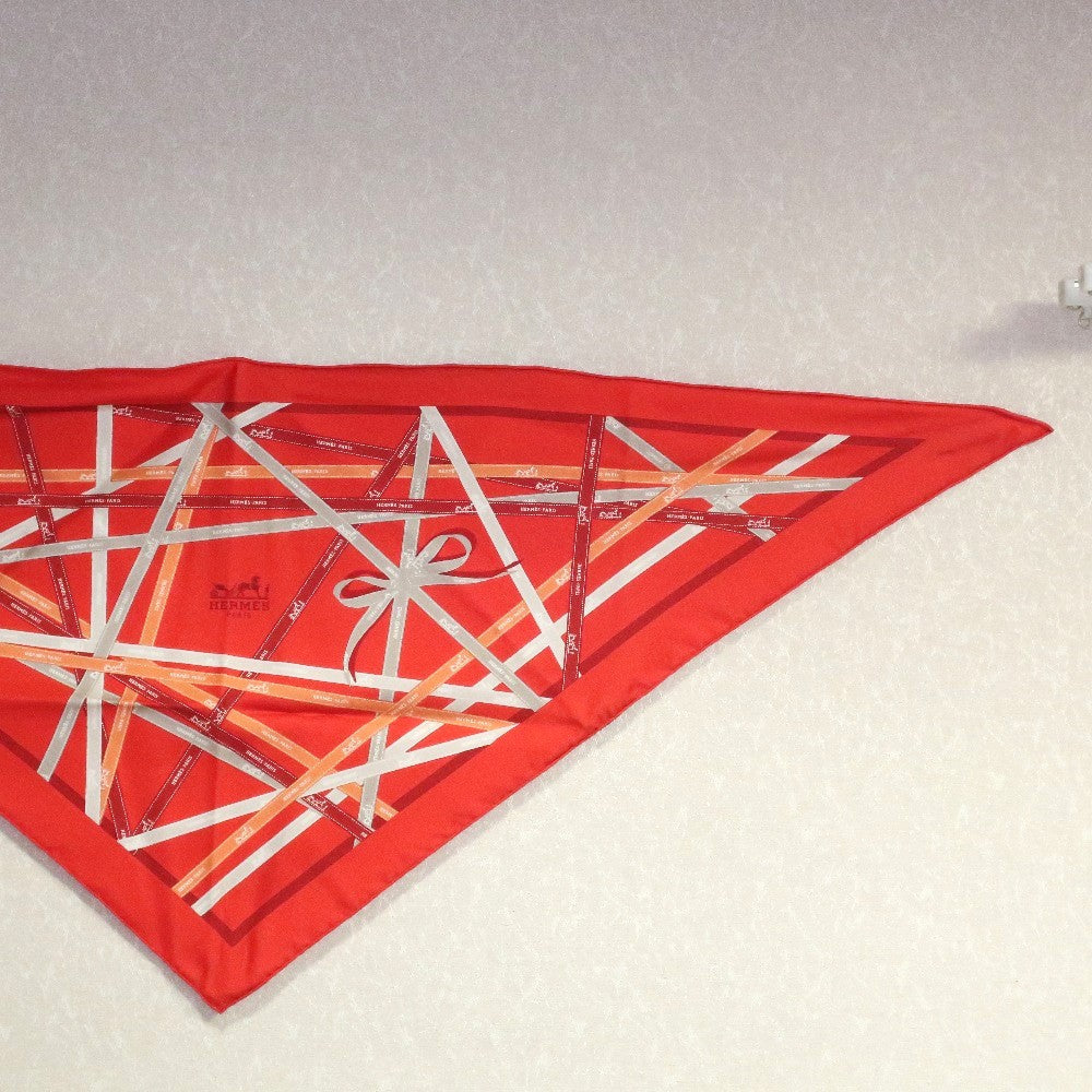 HERMES scarf silk Orange triangle Pointe Pointe Women Used