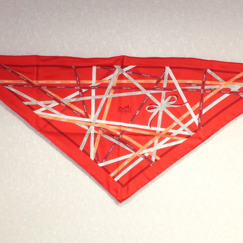 HERMES scarf silk Orange triangle Pointe Pointe Women Used