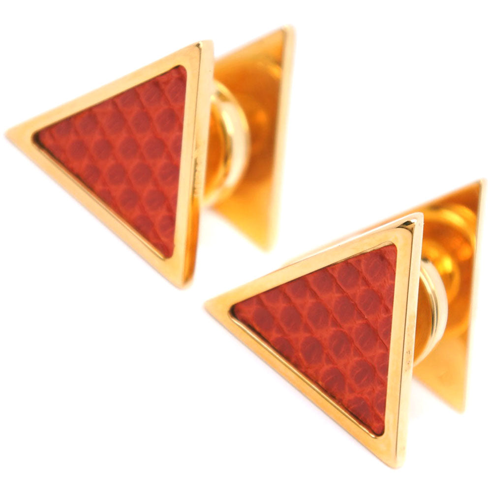 HERMES cuffs Plated Gold , Leather gold triangle
