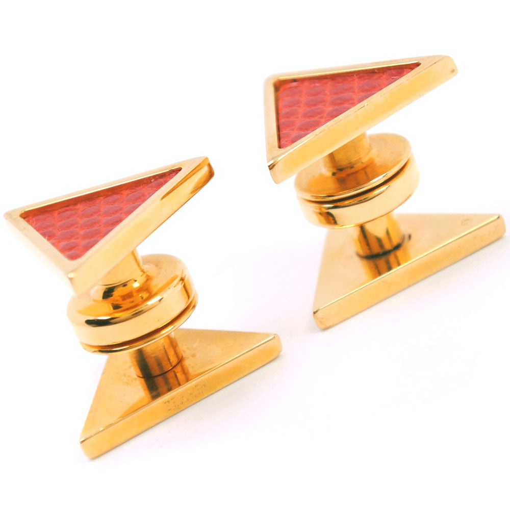 HERMES cuffs Plated Gold , Leather gold triangle