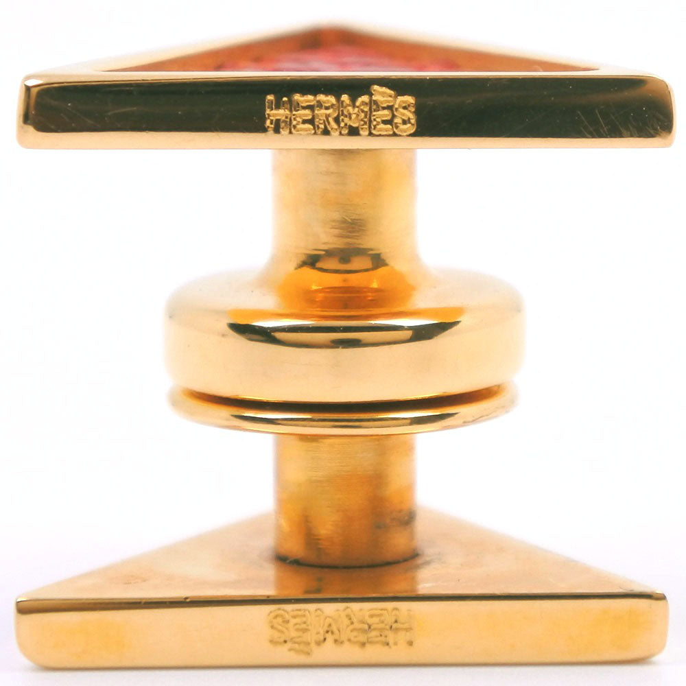HERMES cuffs Plated Gold , Leather gold triangle