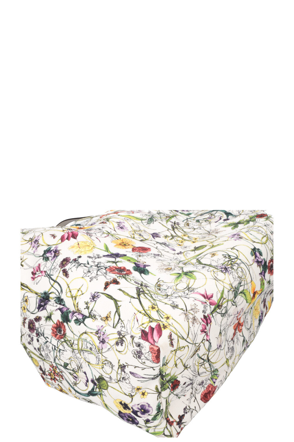 GUCCI Floral Canvas Tote Bag White