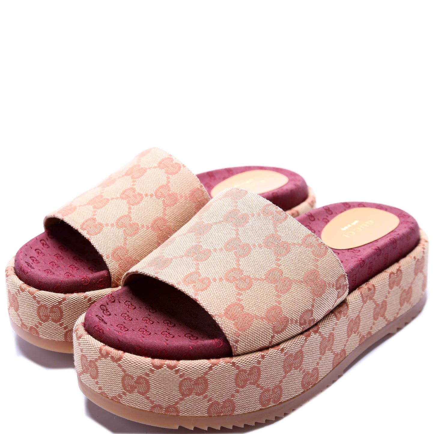Gucci Canvas Platform Slides Size 37.5