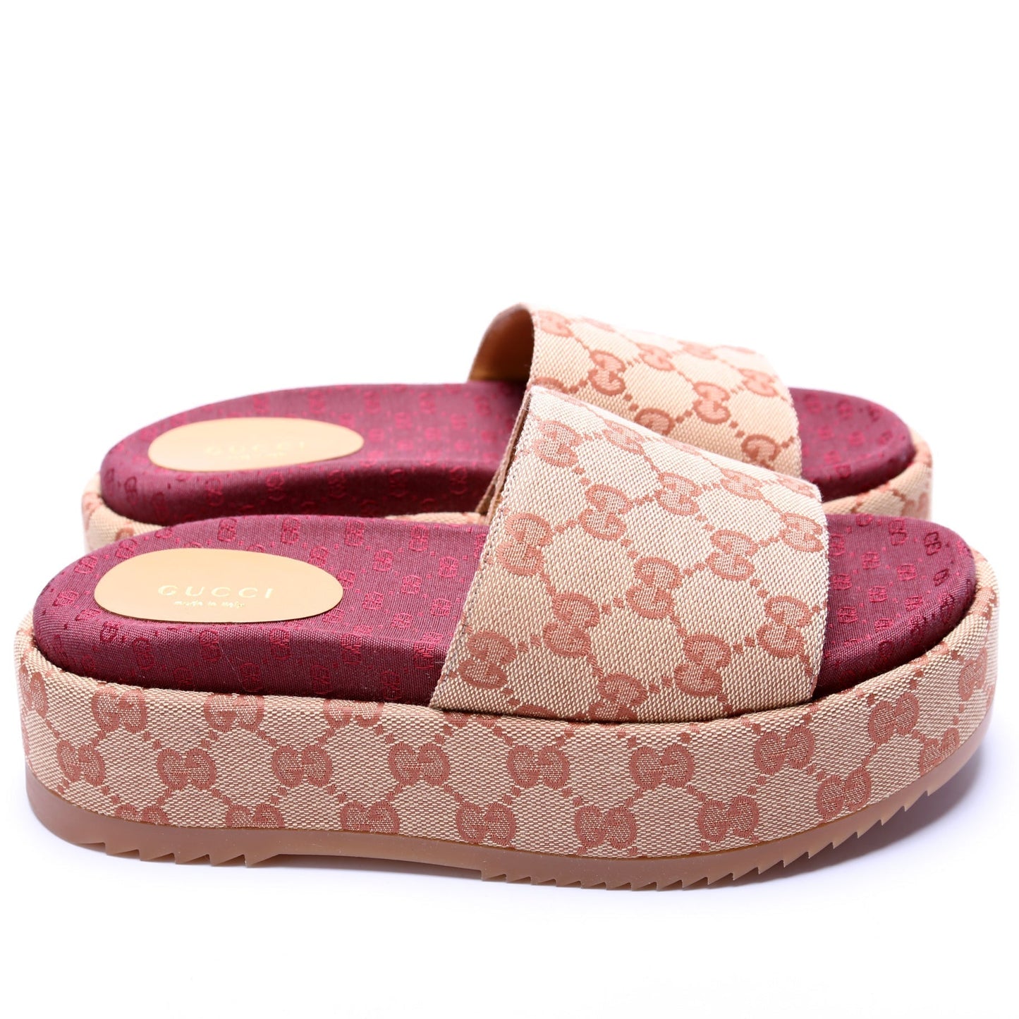 Gucci Canvas Platform Slides Size 37.5