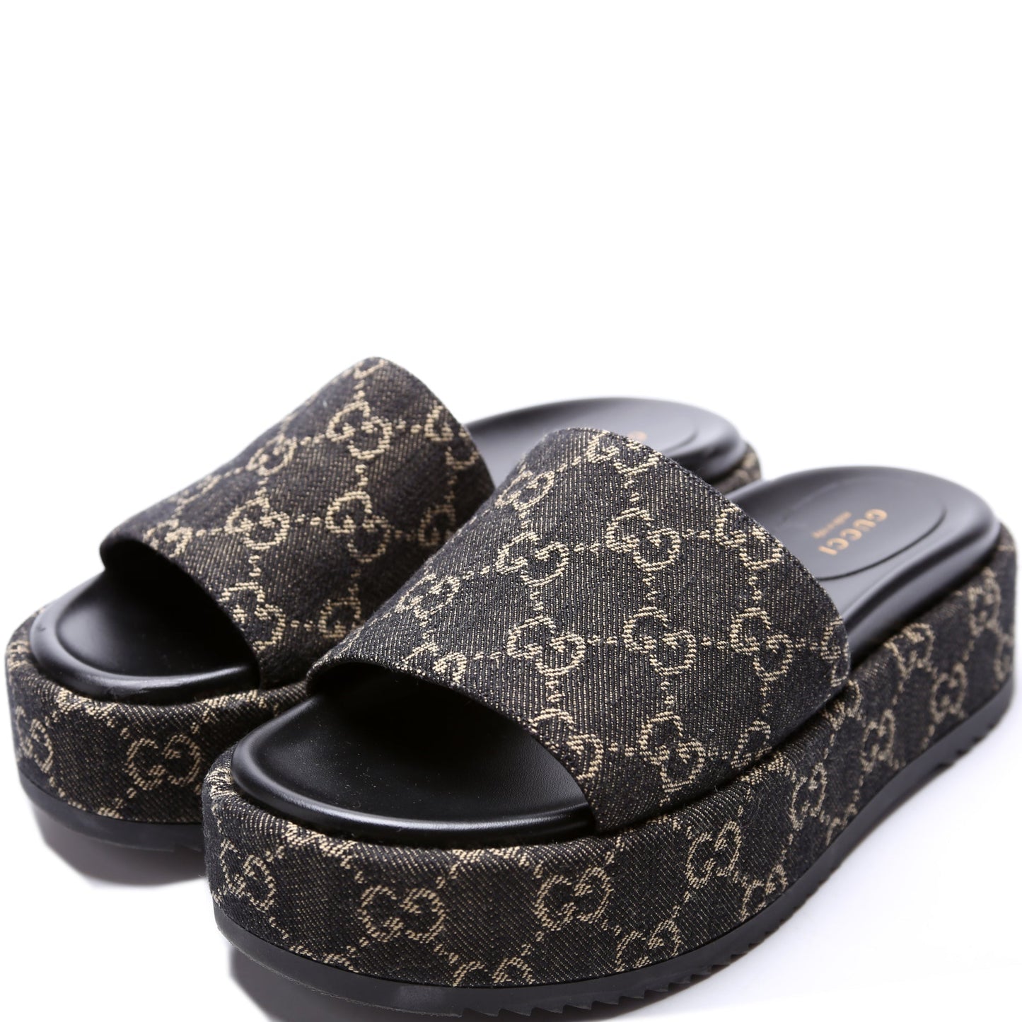 Gucci Denim Platform Slides Size 37