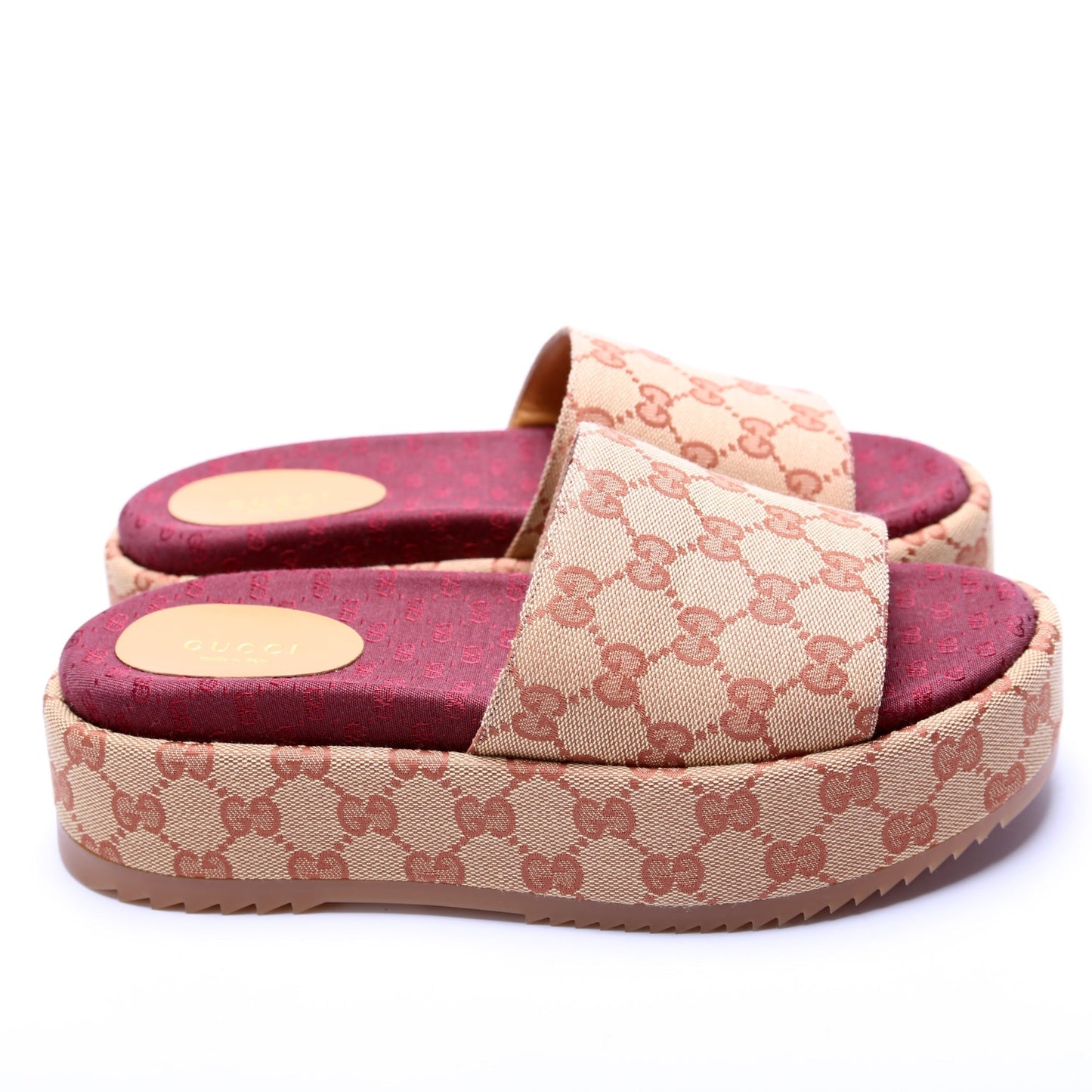 Gucci Canvas Platform Slides Size 38