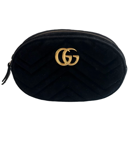 Gucci Marmont Belt Bag, Black Velvet