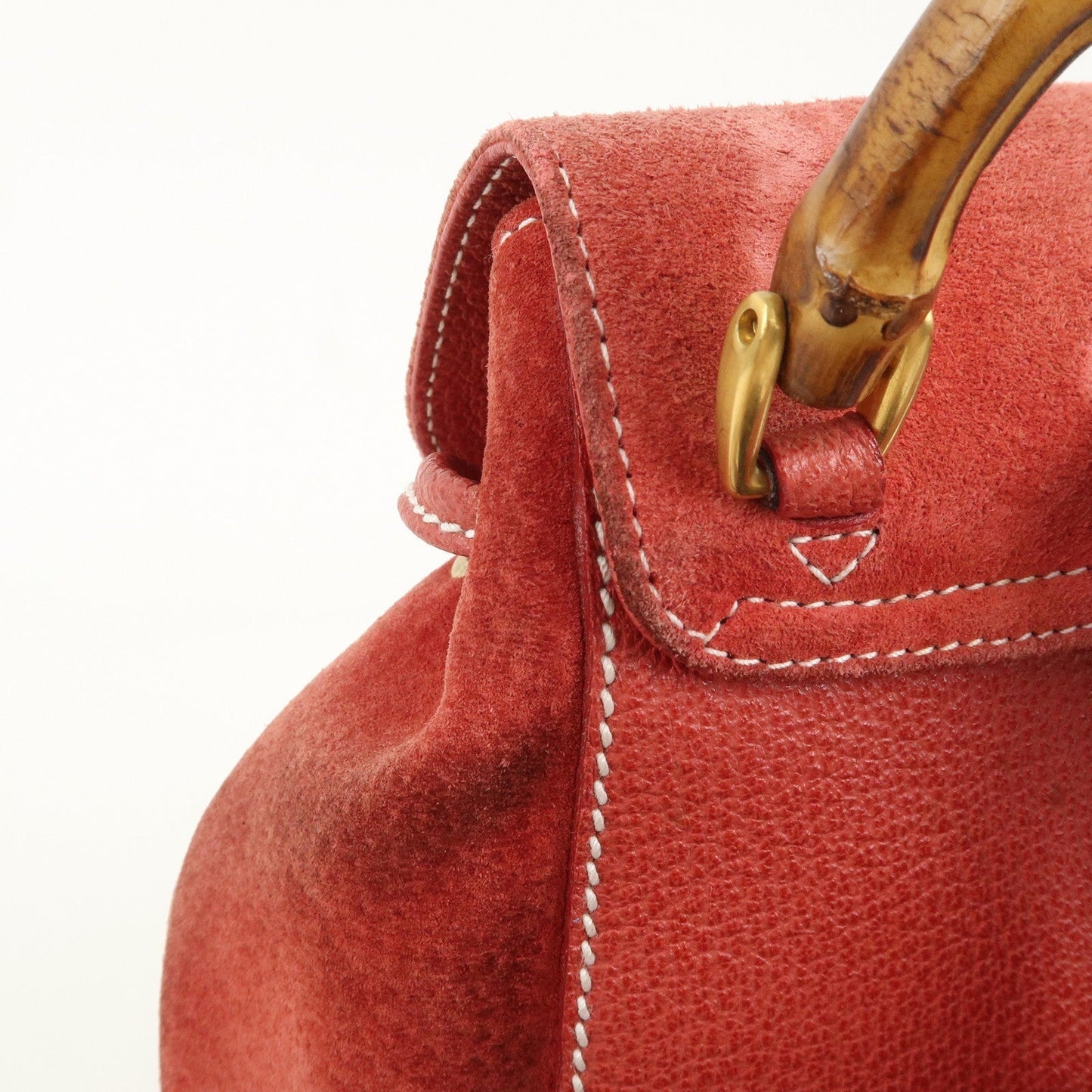 GUCCI Bamboo Leather Backpack Mini Ruck Sack Bag Red 003.1705