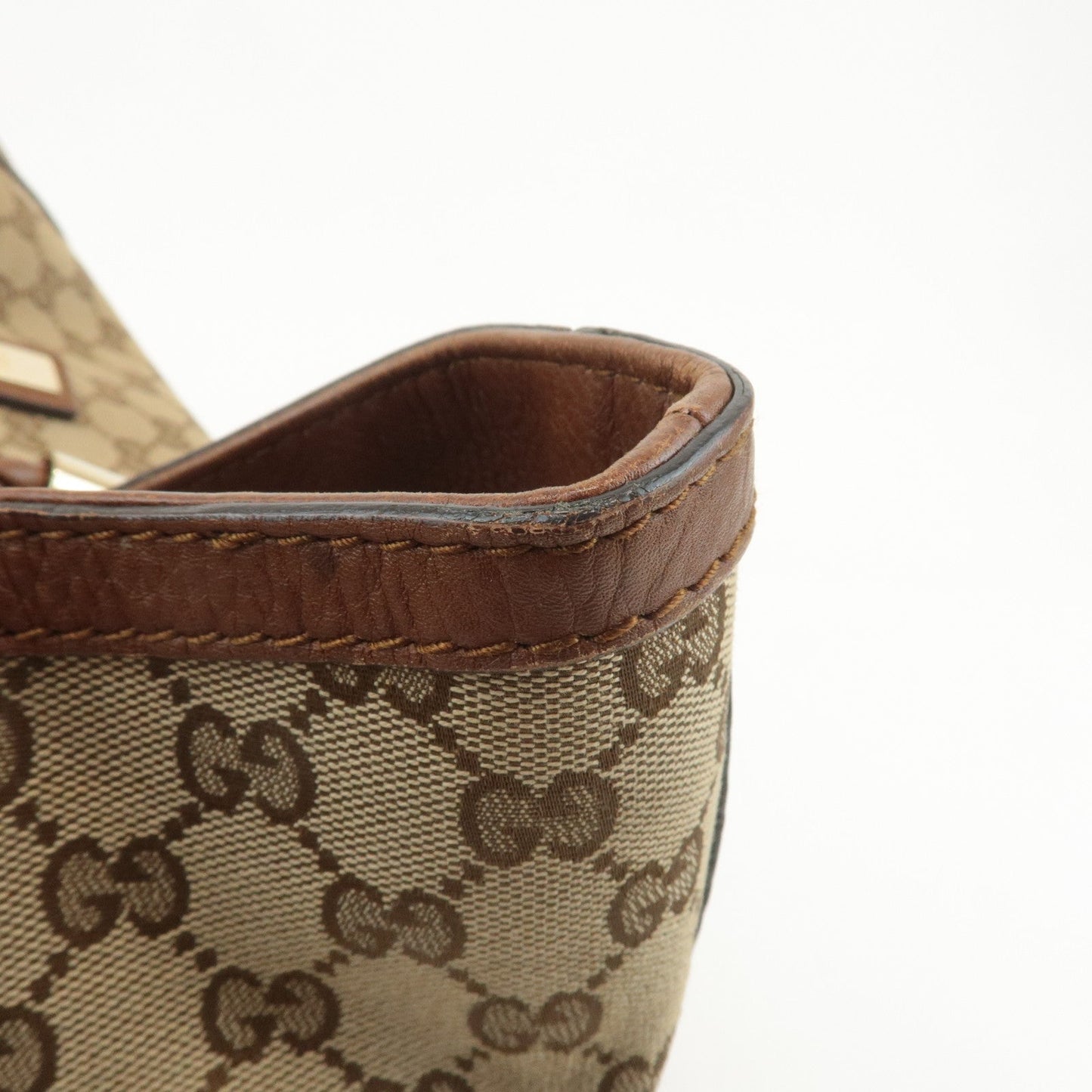 GUCCI Bamboo GG Canvas Leather Tote Bag Beige Brown 269954