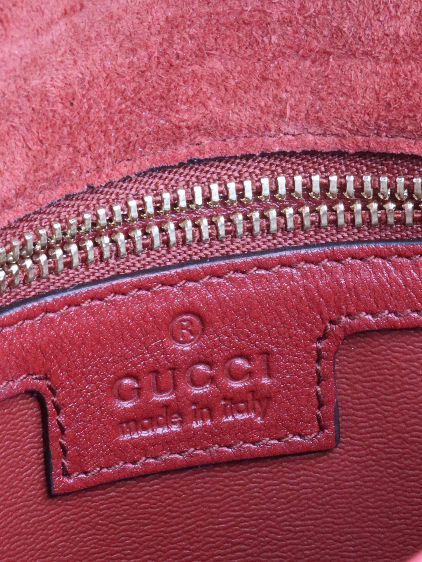 Gucci Blondie Red Suede Shoulder Bag.