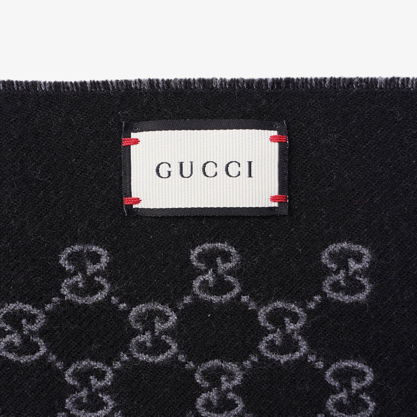 Gucci Womens GG Jacquard Scarf Black 33x175