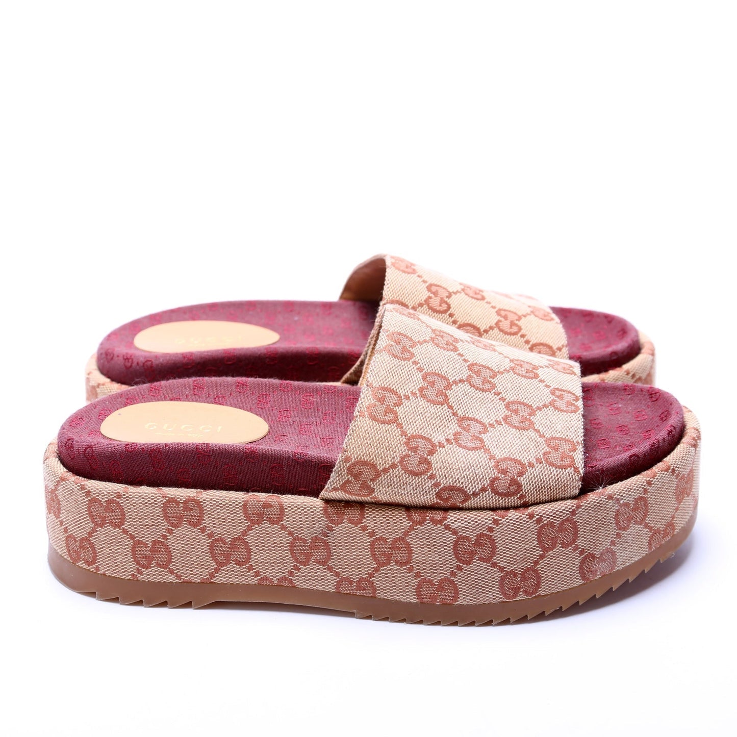 Gucci Canvas Platform Slides Size 36