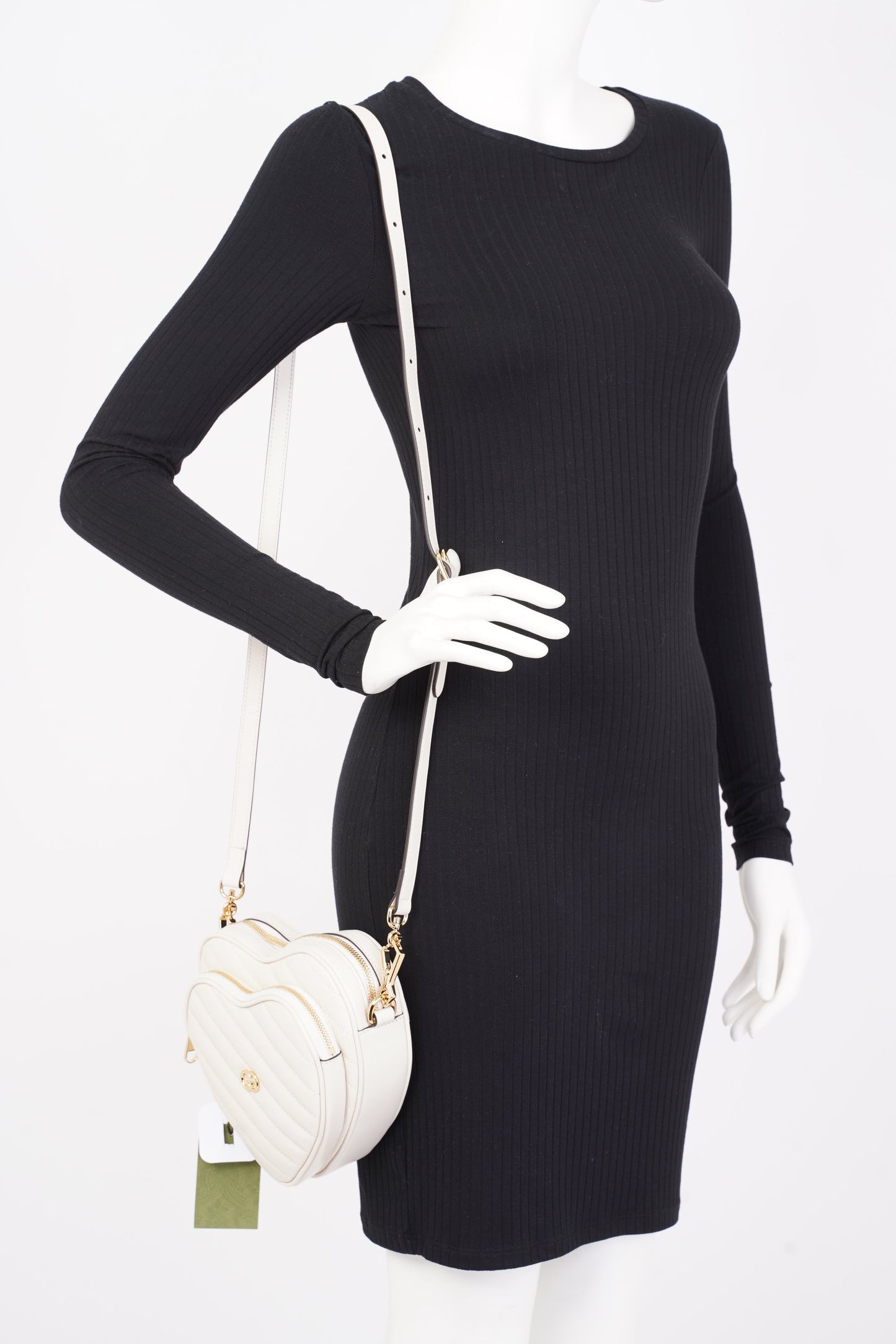 Gucci Interlocking G Mini Heart Cream Matelasse Leather