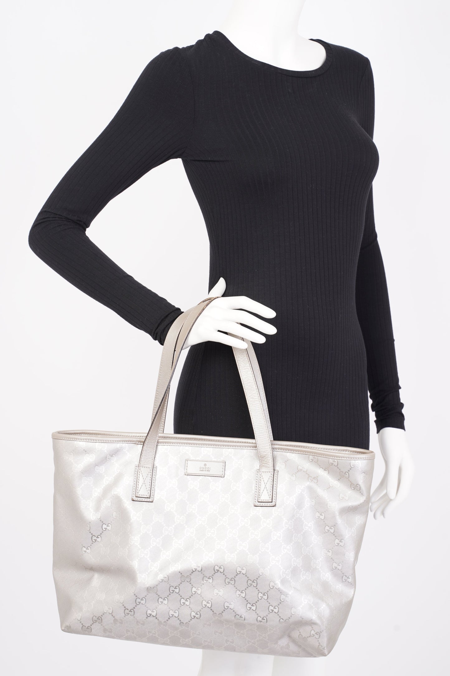 Gucci GG Imprime Tote Silver PVC