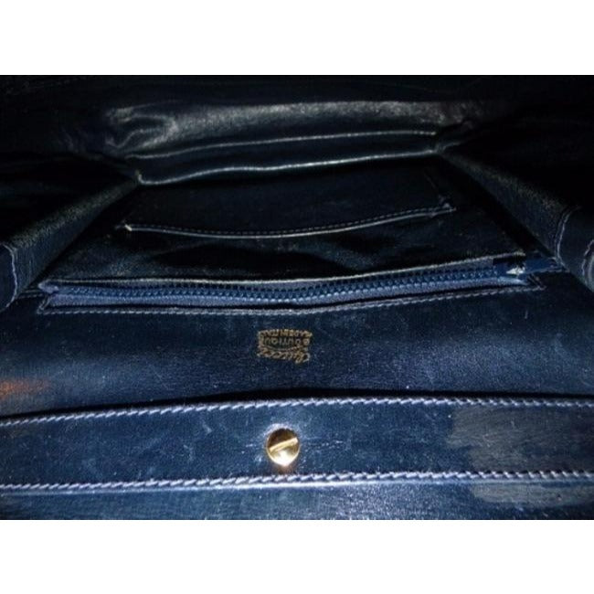 Gucci Vintage Blue Suede Leather Trim With Wide Red Blue Stripe