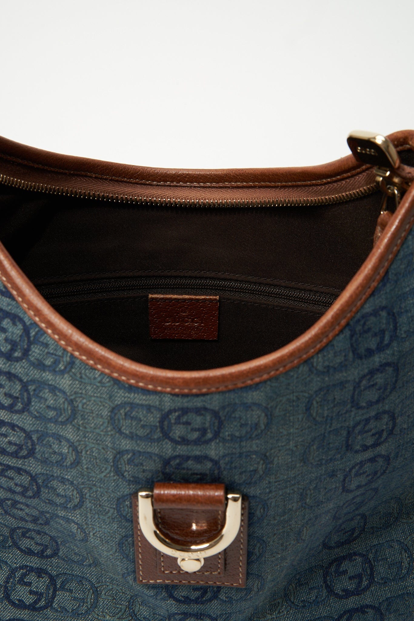 Gucci Blue GG Denim Abbey D-Ring Shoulder Bag