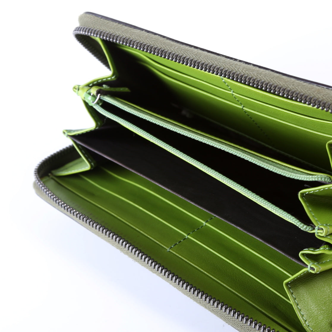 Guccissima Patent Zip Around Wallet Green