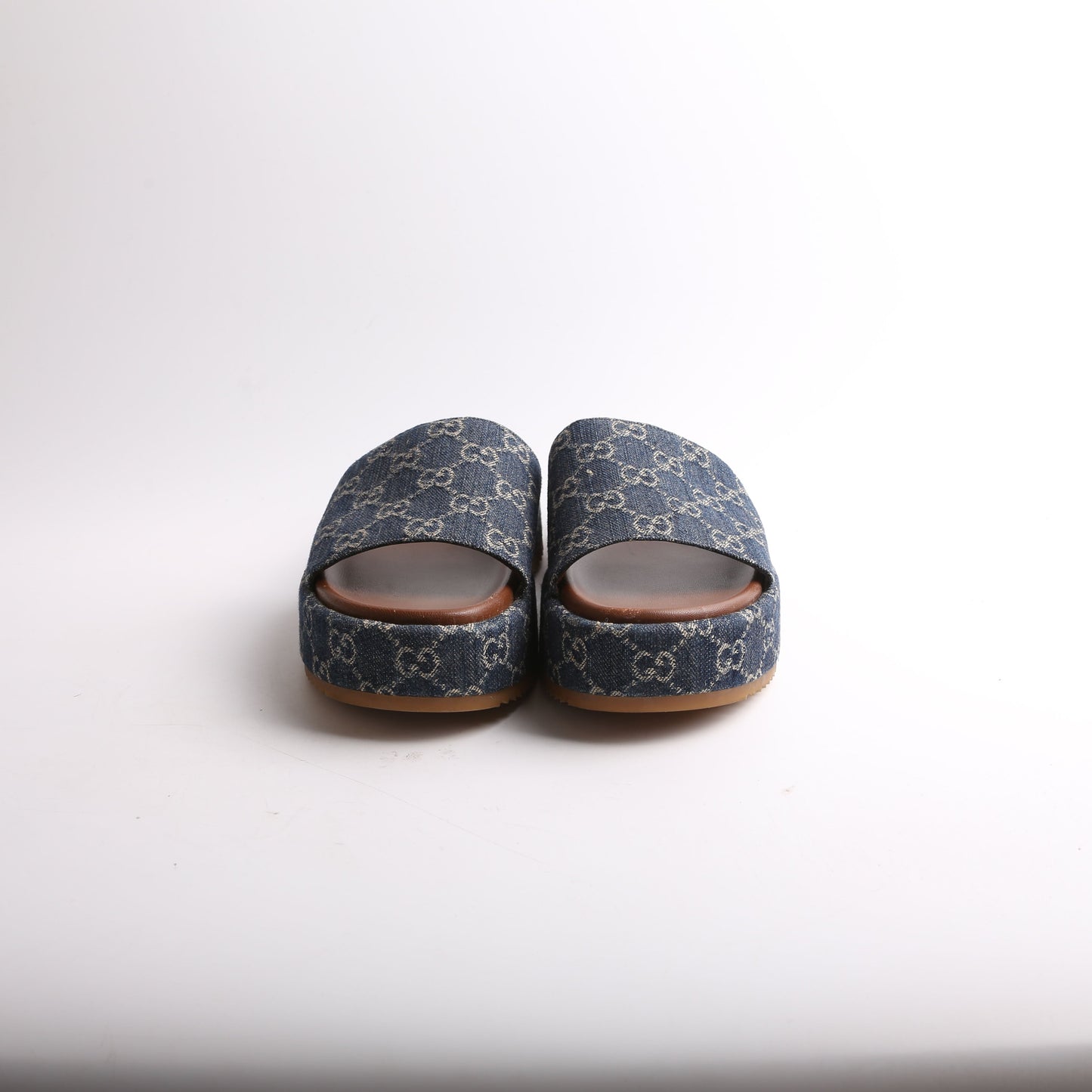 Gucci GG Canvas Platform Slides Size