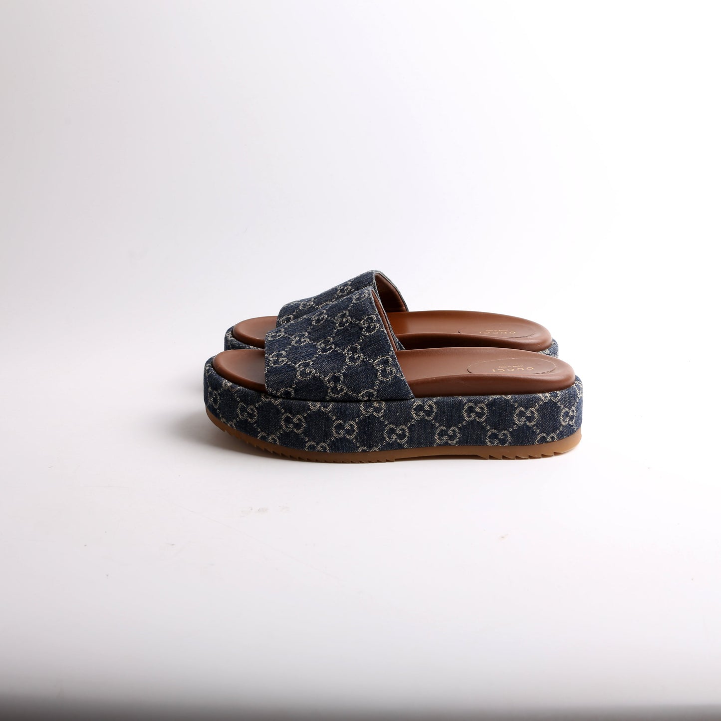 Gucci GG Canvas Platform Slides Size