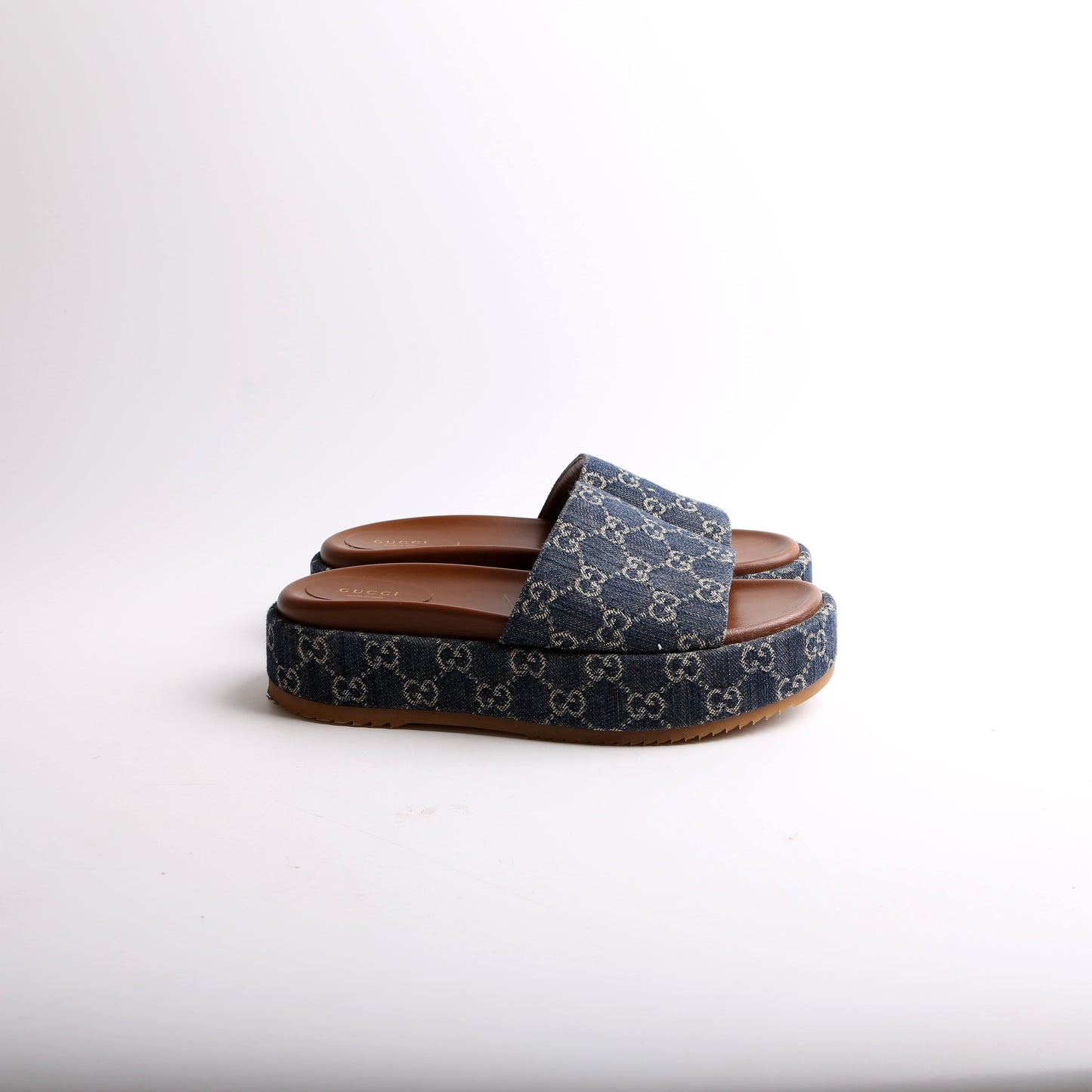 Gucci GG Canvas Platform Slides Size