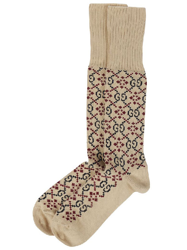 Gucci GG Diamond Socks in Beige