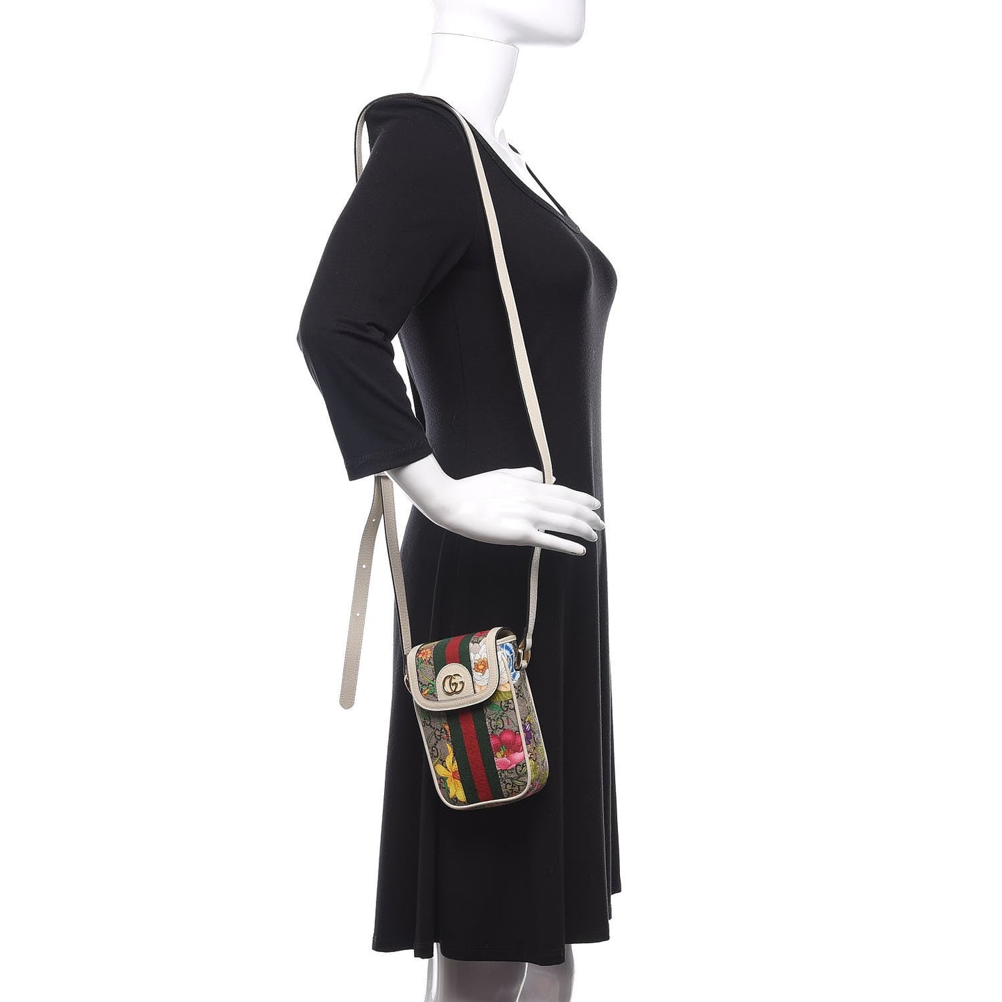 Gucci Ophidia Flora GG Crossbody Shoulder Bag in White