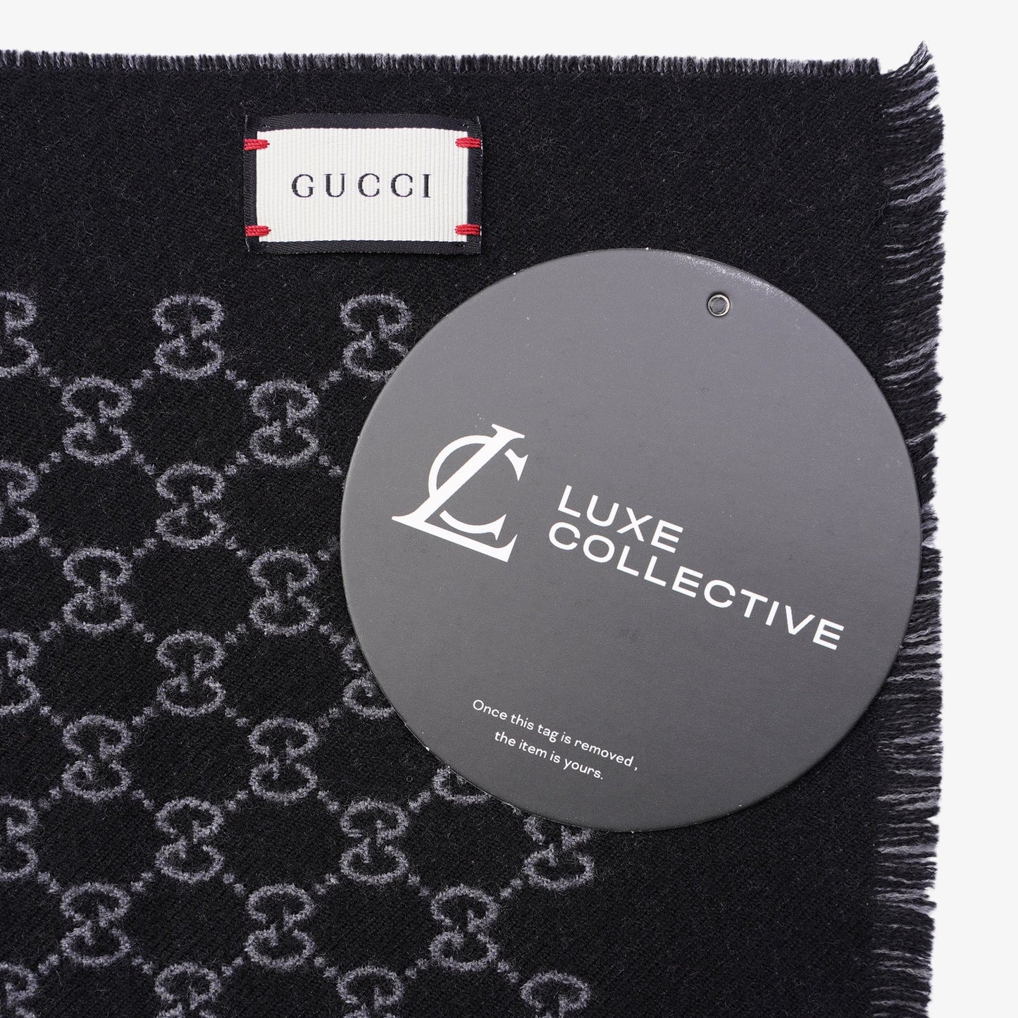 Gucci Womens GG Jacquard Scarf Black 33x175