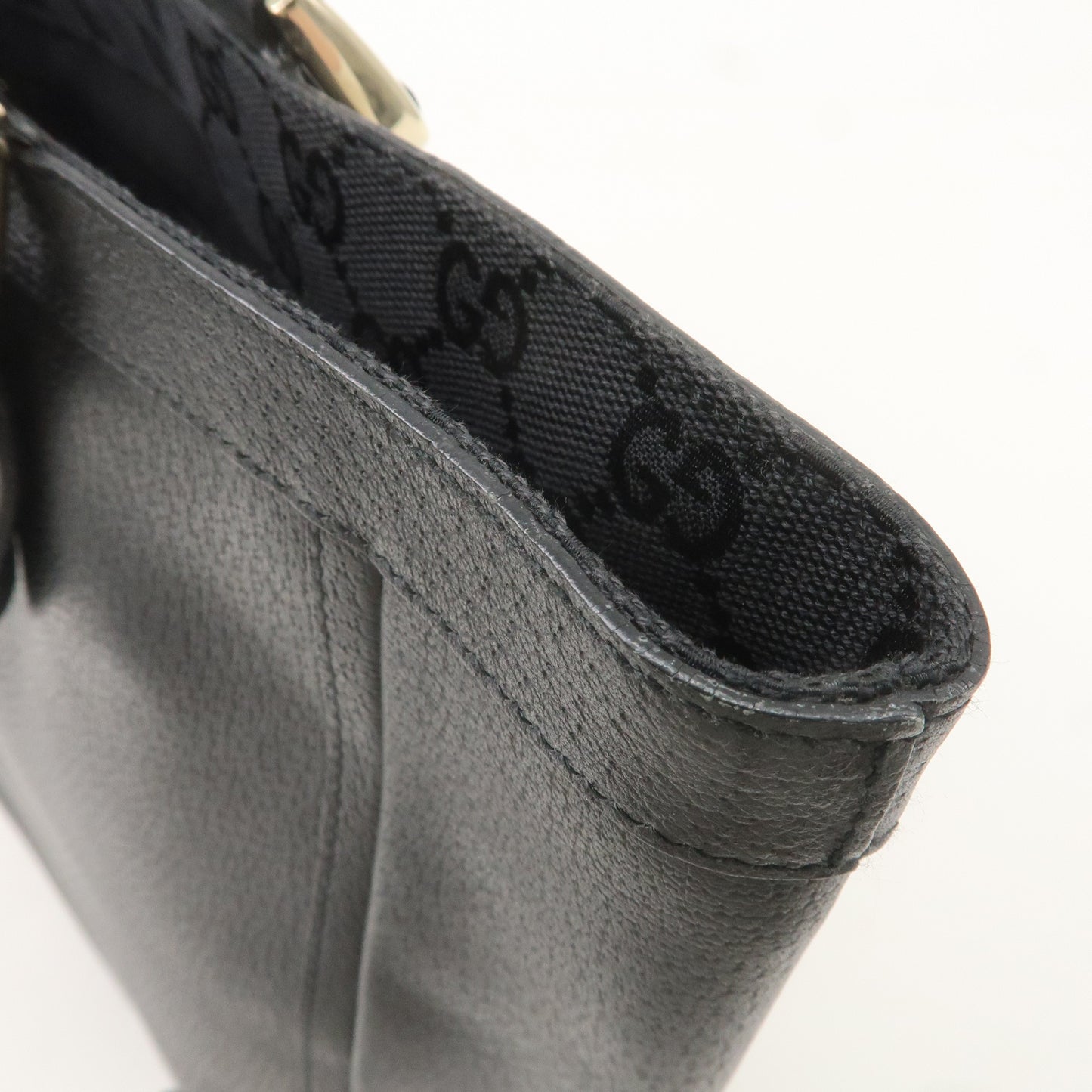GUCCI Abbey Leather Tote Bag Hand Bag Black 130739