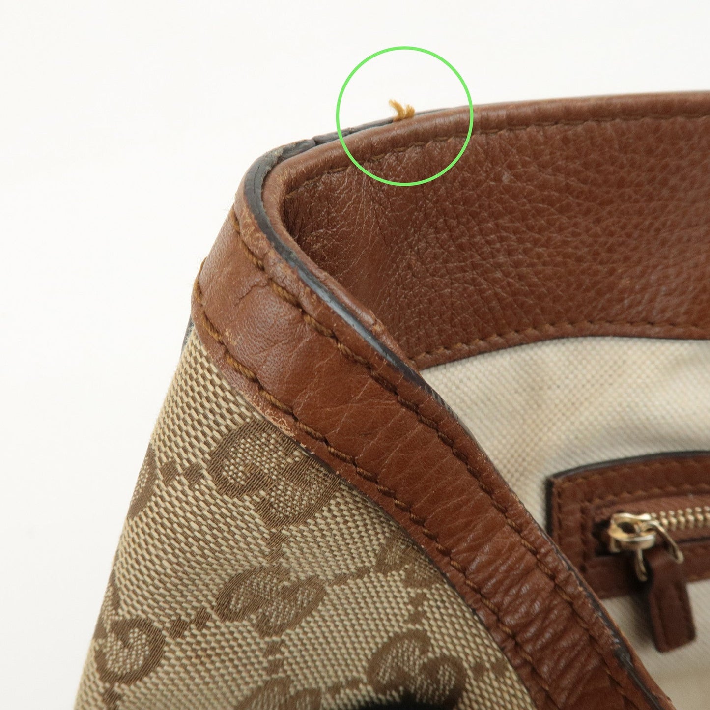 GUCCI Bamboo GG Canvas Leather Tote Bag Beige Brown 269954