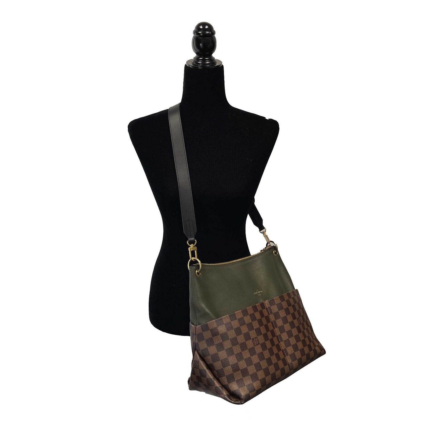 LOUIS VUITTON - Damier Ebene Canvas Maida Hobo - Brown/Green Shoulder Bag