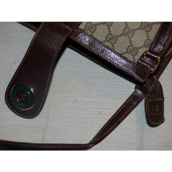 Gucci Vintage Satchelsdesigner Purses Shades Of Brown With Large G Logo Print Leathercoated Canvas S
