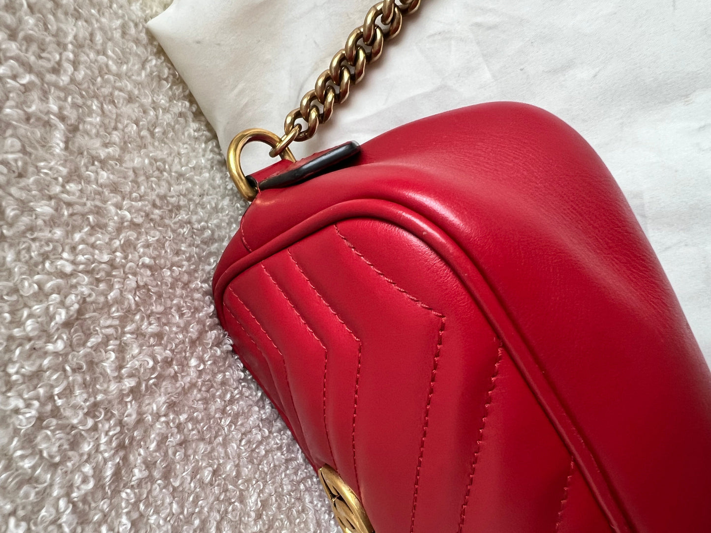 Gucci GG Hibiscus Red Marmont Mini Shoulder Bag (RRP £1220)