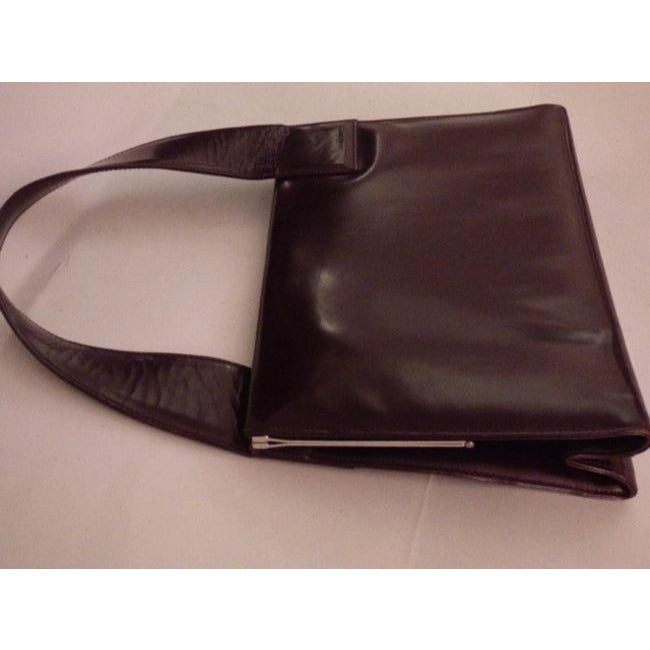 Gucci Vintage Glossy Brown Leather Shoulder Bag