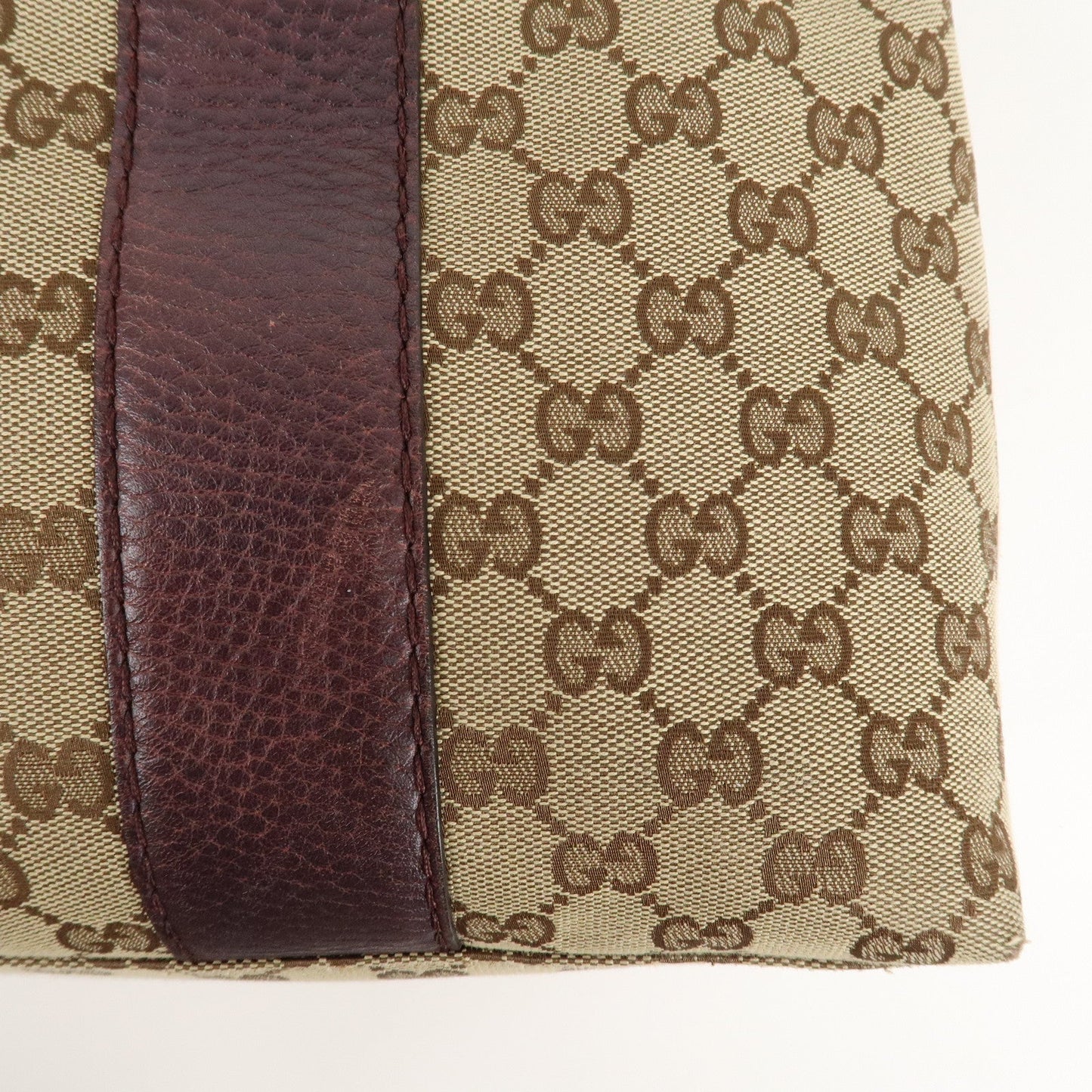 GUCCI Bamboo Bar GG Canvas Leather Tote Bag Beige Brown 232947