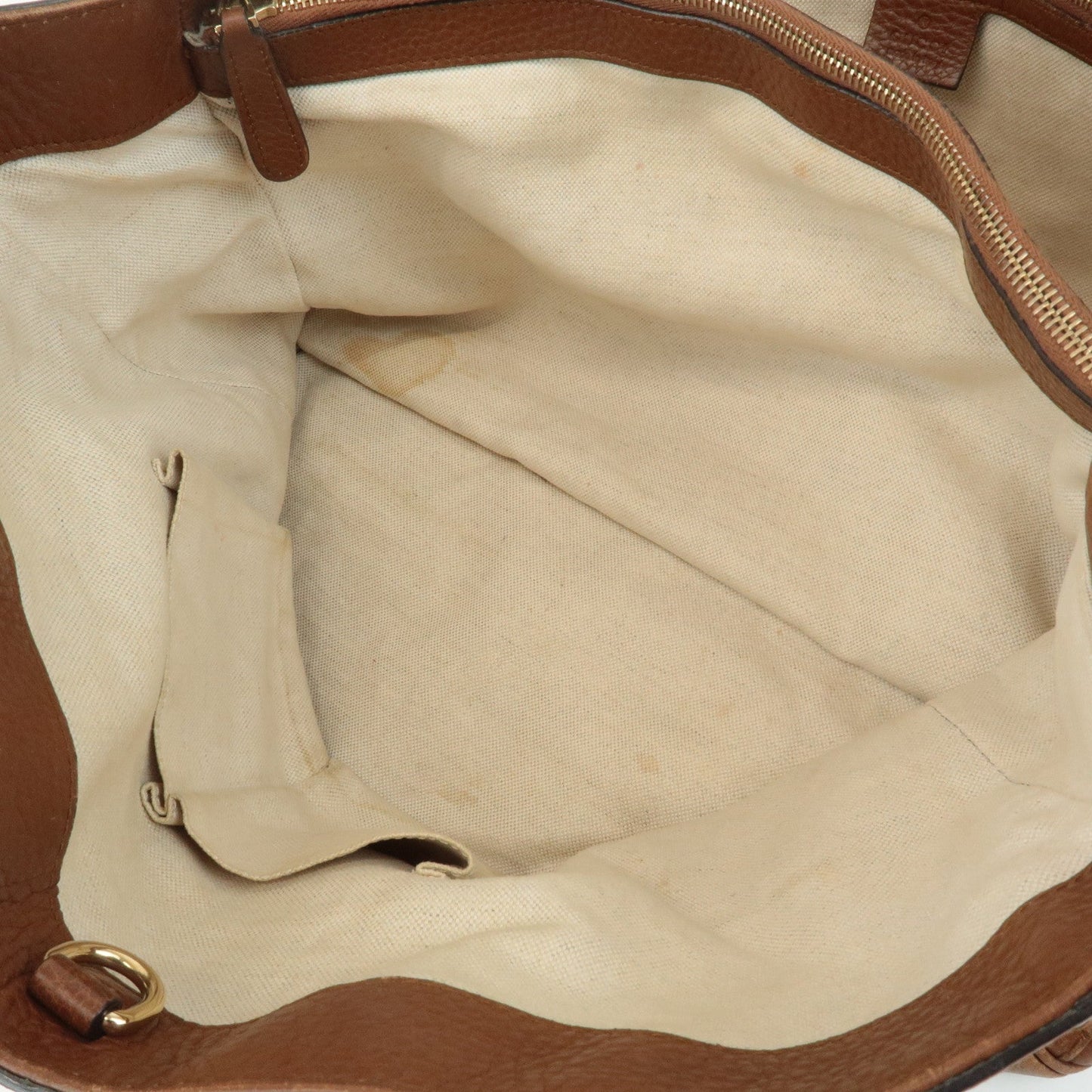 GUCCI Bamboo GG Canvas Leather Tote Bag Beige Brown 269954
