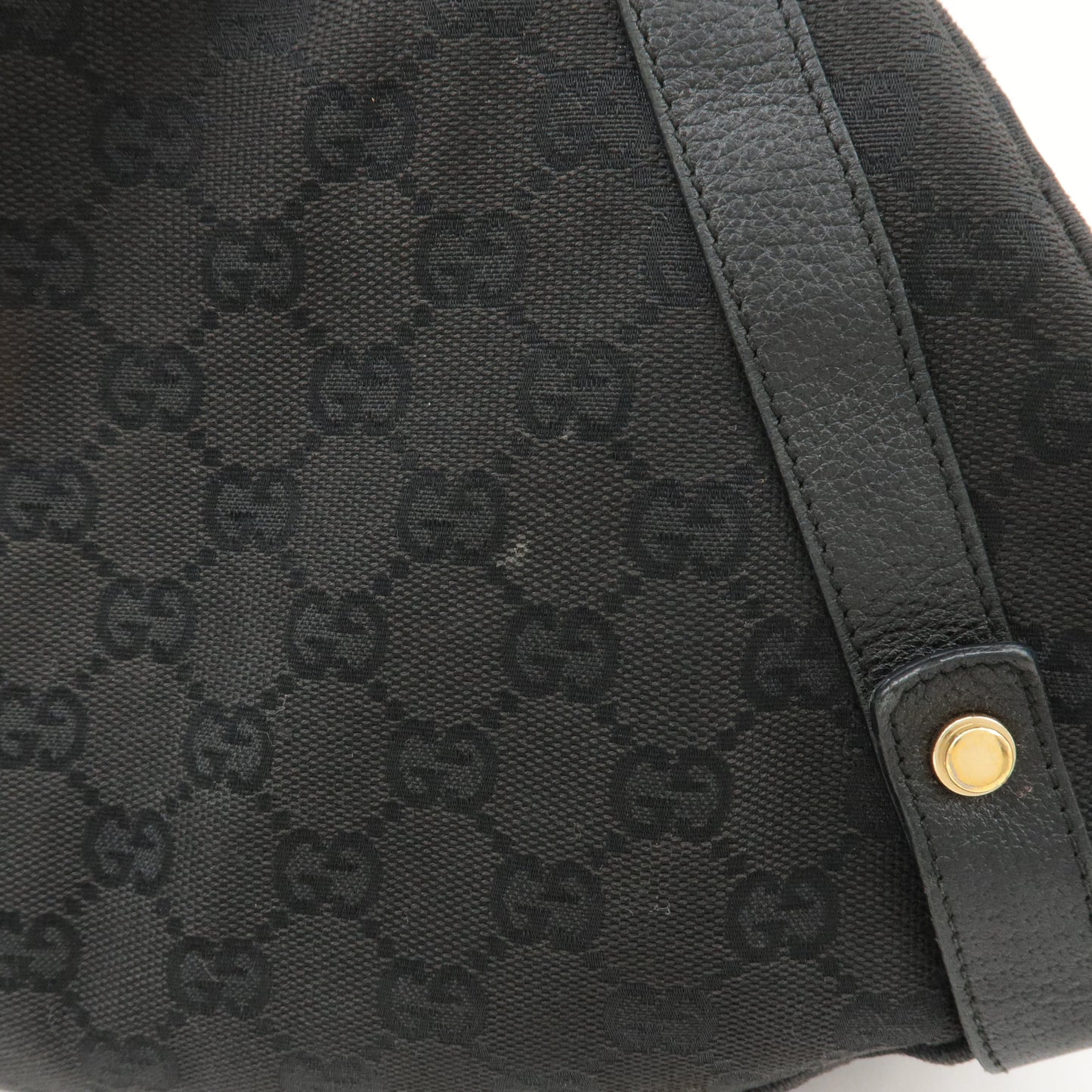 GUCCI Abbey GG Canvas Leather Tote Bag Shoulder Bag Black 130736