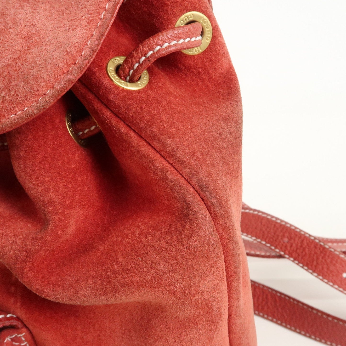 GUCCI Bamboo Leather Backpack Mini Ruck Sack Bag Red 003.1705